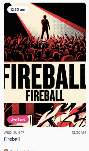 Fireball at Western Saloon — Benidorm event poster