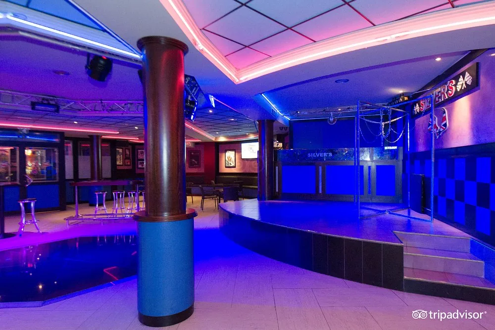 Silver's entertainment stage and dance floor at Hotel Perla