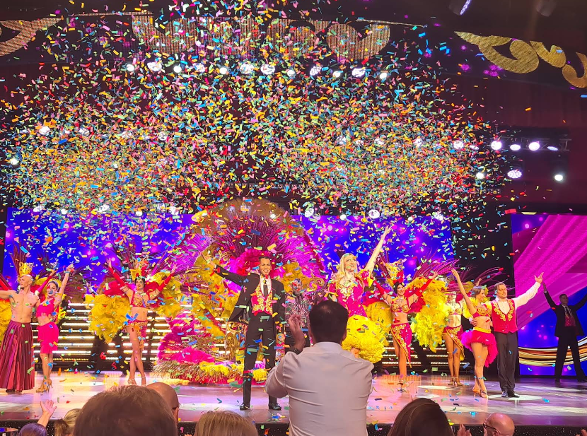 Benidorm Palace finale with confetti and feather costumes
