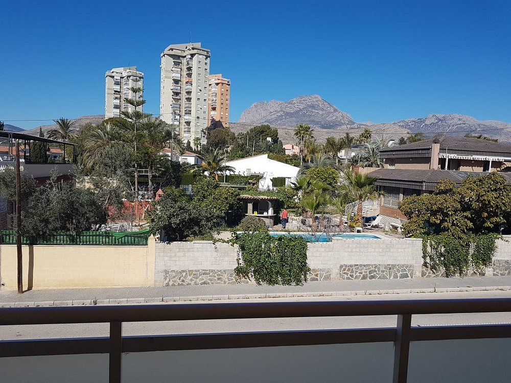 Balcony mountain view from Terralta Apartments Benidorm towards the Sierra Helada