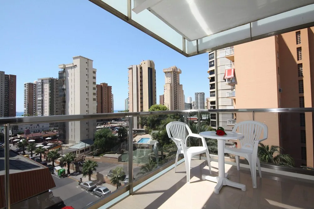 Hotel Perla balcony with views over Benidorm